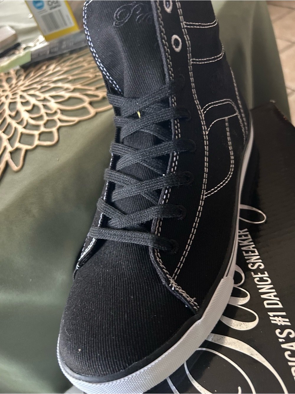 Pastry Black High-Top Athletic Sneakers with White Stitching